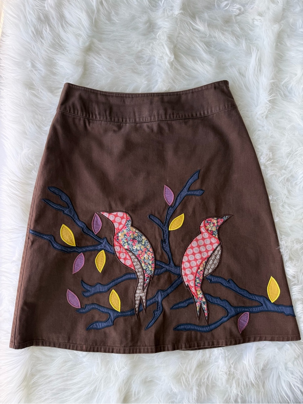 Boden Embroidered Patchwork Skirt